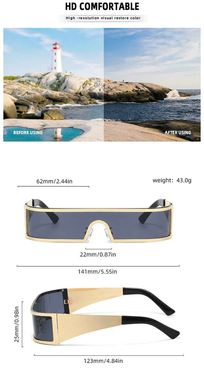 Trendige Sonnenbrille, personalisierbar, einteilig, kleiner Rahmen, Punk-Brille, Hip-Hop, Hot Girl Y2k-Sonnenbrille 9094 – Detail 3