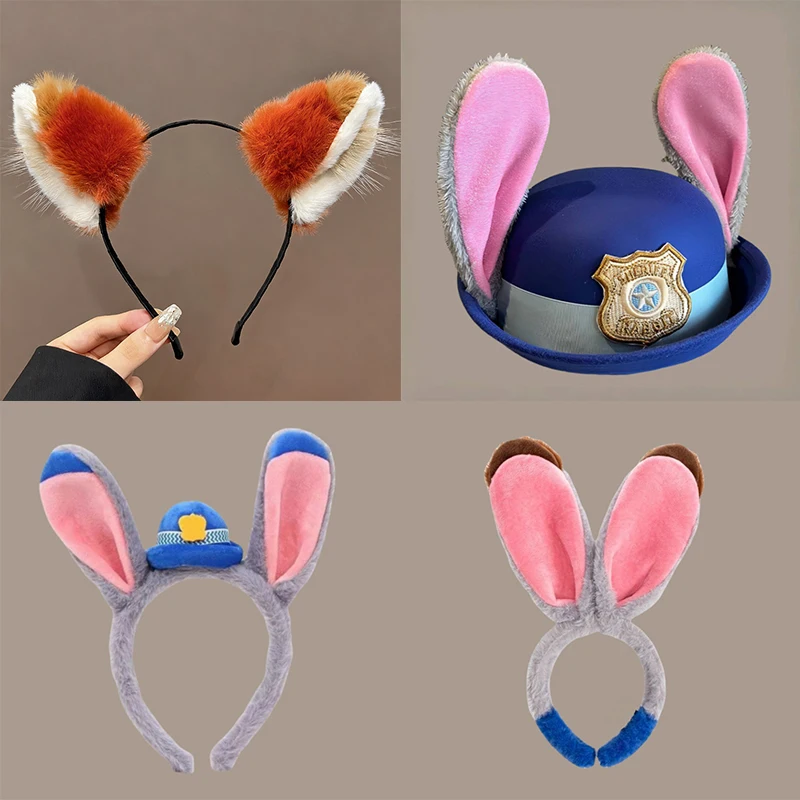 

Disney Zootopia Hair Band Nick Judy Rabbit Cosplay Headband Hair Accessories Cute Cartoon Fluffy Kawaii Park Toys Kids Gifts