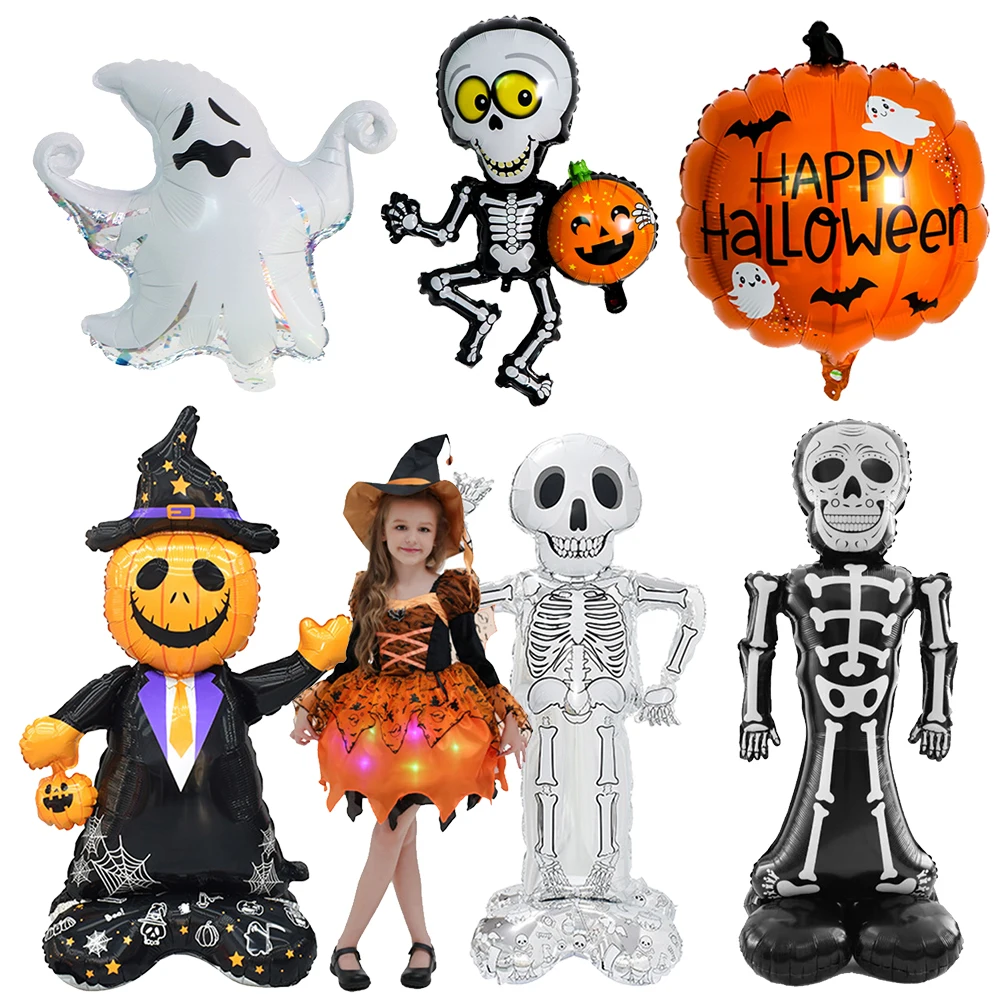 Halloween balloon decor Giant Standing Halloween Pumpkin skeleton skull shaped balloon 2024 Halloween Party decorations balloon