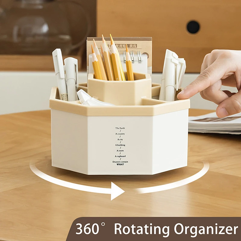 360° Rotating Pen Holder Desk Accessories Large Capacity Pencil Storage Box Desktop Organizer School Office Stationery