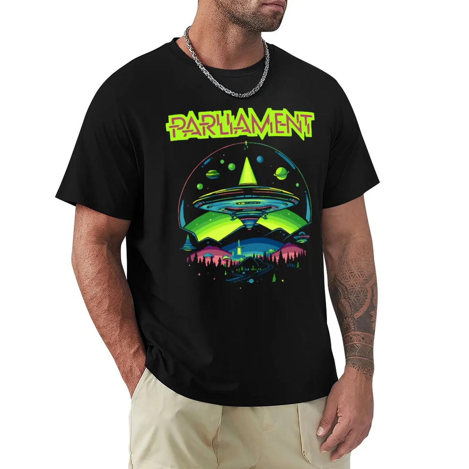 Parliament Funkadelics Retro Mothership U.F.O Rock Funk Throwback T-Shirt Summer Holiday Casual Tee