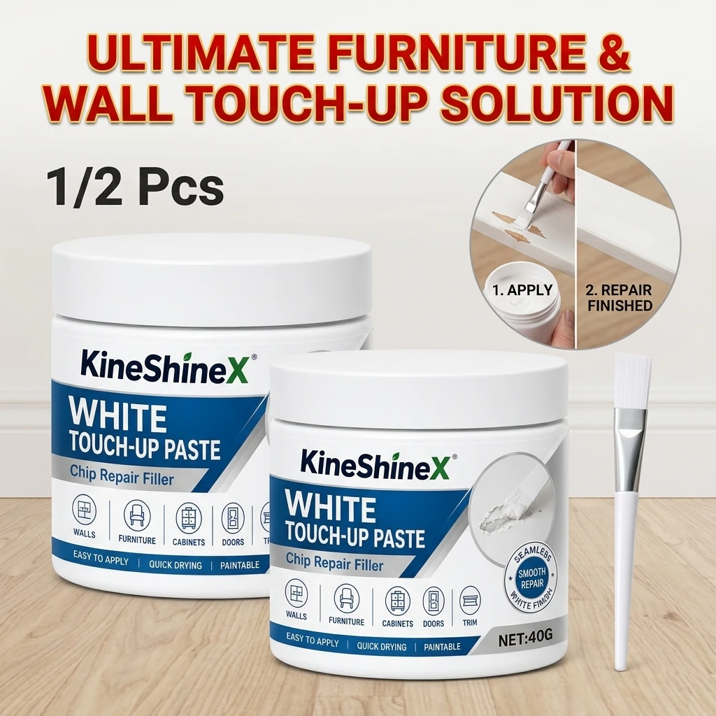 Wall Mending Agents For Small Holes White Furniture Touch-Up Paste with Brush Safe & Waterproof Living Room Baseboard Scuff Fix