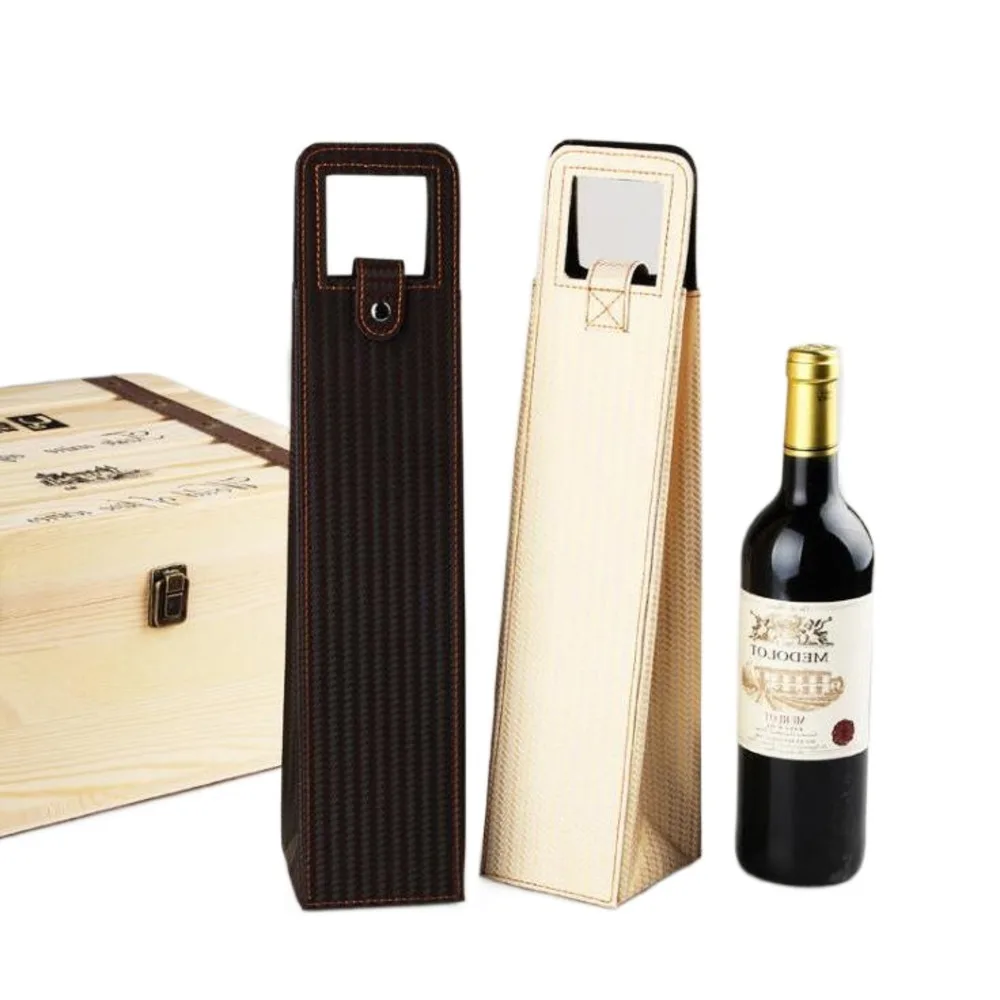 20pcs/lot Fast Shipping Christmas Wine Bags Wine Packaging Gift Boxes Red Wine Only Leather Box Festival Gift Pouch