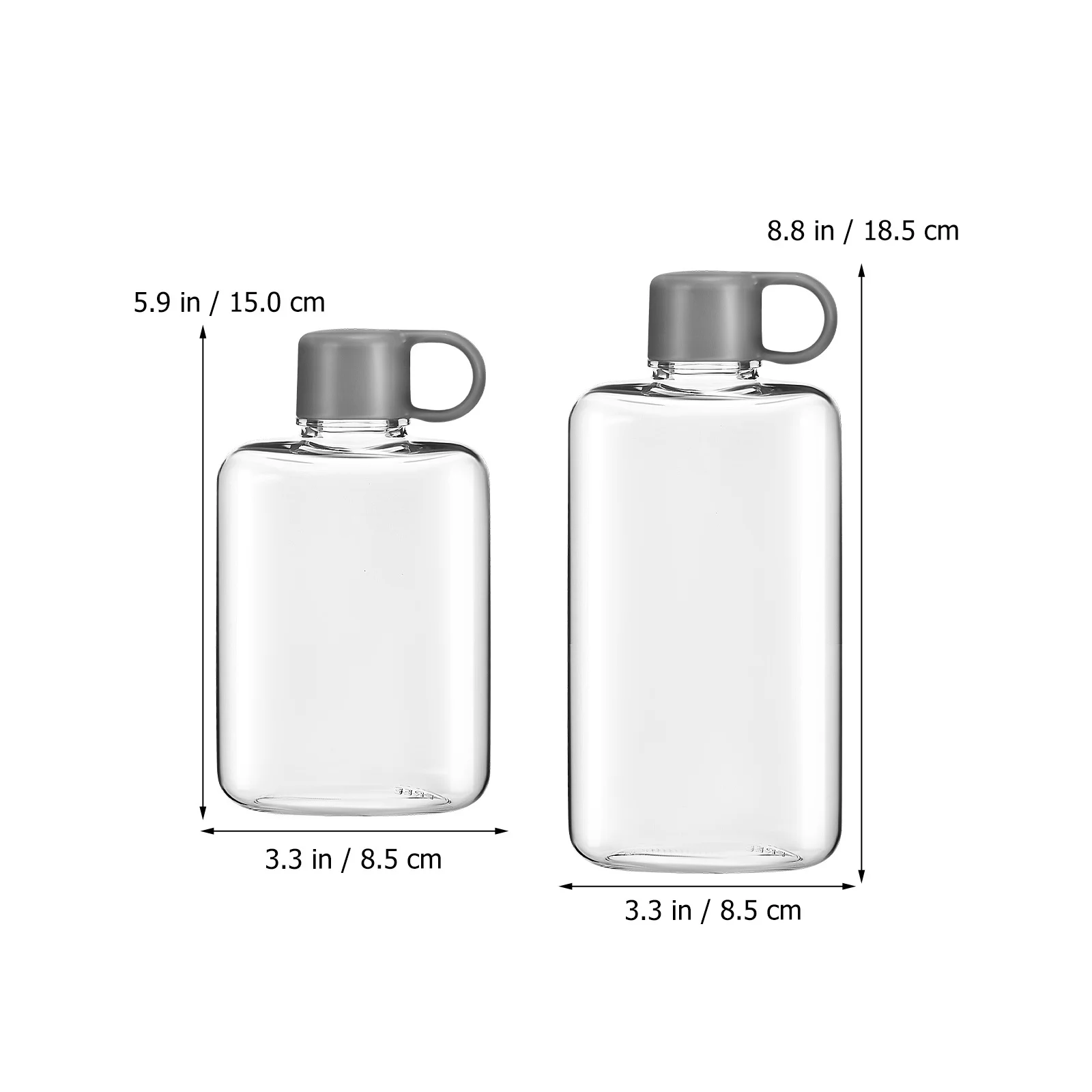 2Pcs Flask Water Bottle Transparent Bpa-Free Portable Leak-Proof for Travel Gym Sports Outdoor Fitness Hydration