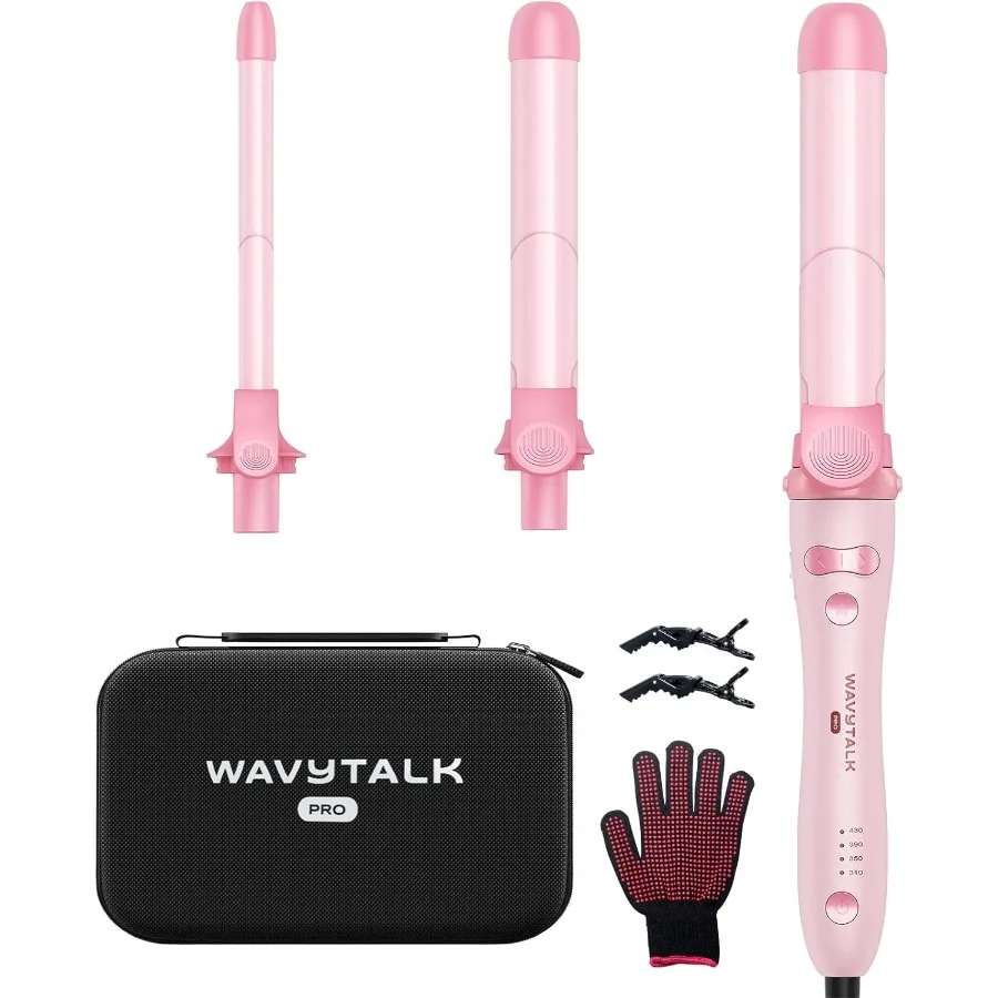 

Rotating Curling Iron Set Curlmaker Pro Automatic Hair Curler with 3 Sizes Ceramic Barrel 0.5-1-1.25 for Tight Spiral Curls and