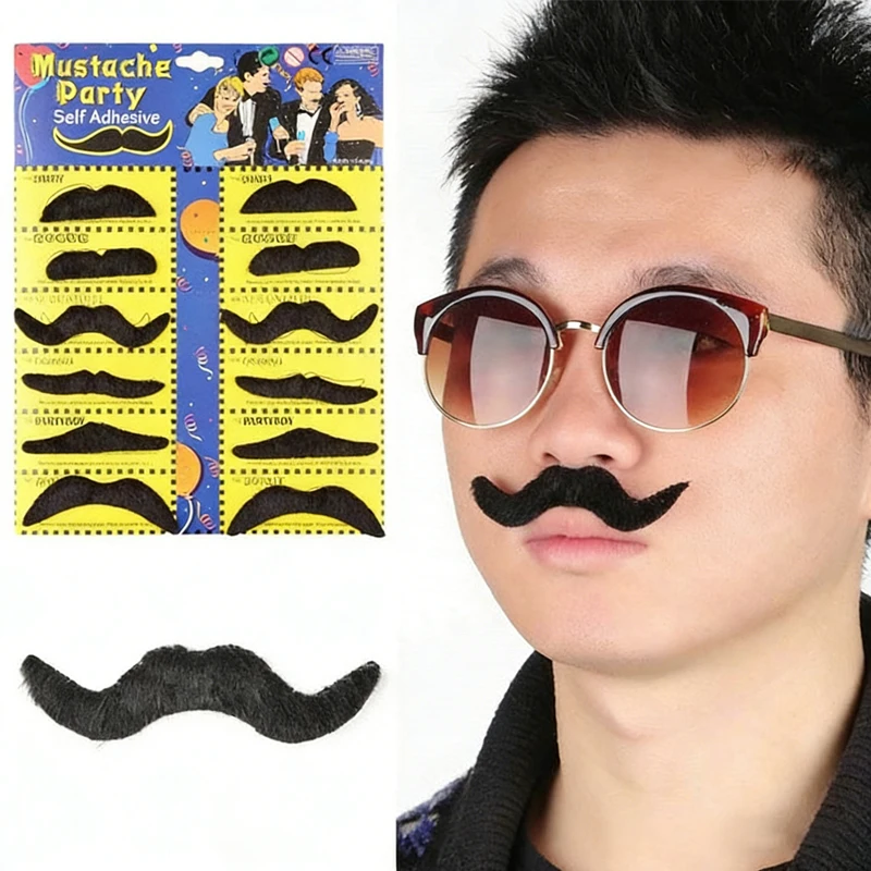6/12 Piezas de Bigotes Autoadhesivos, Barba Falsa, Accesorios para Fiestas Mexicanas, Disfraces de Halloween, Pegatinas de Bigotes Falsos