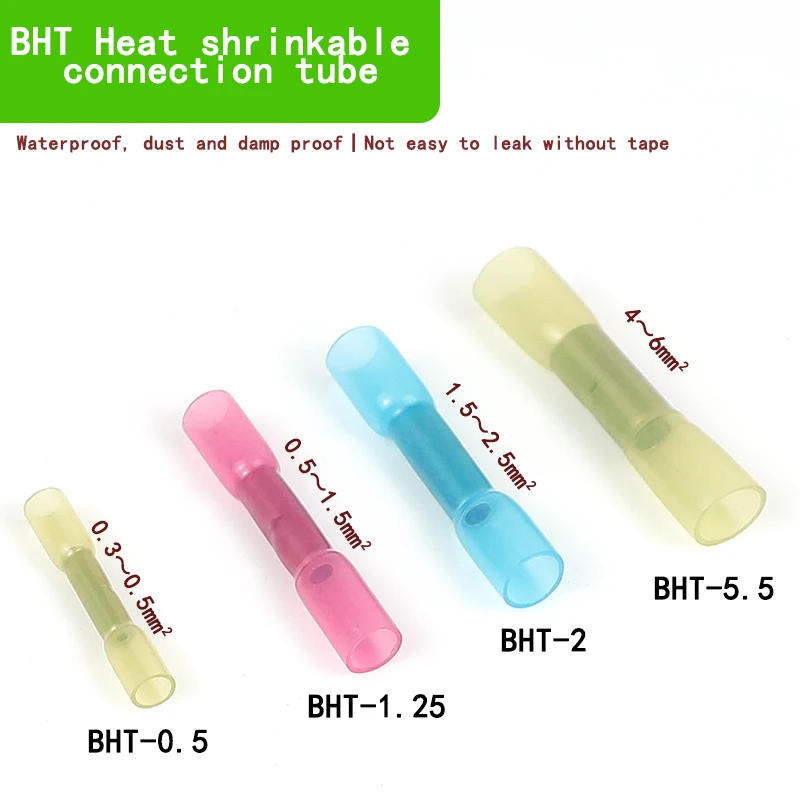 20/50 PCS Heat Shrink Connectors Insulated Waterproof Crimp Terminals Seal Butt Electrical Wire Connector 22-18 AWG