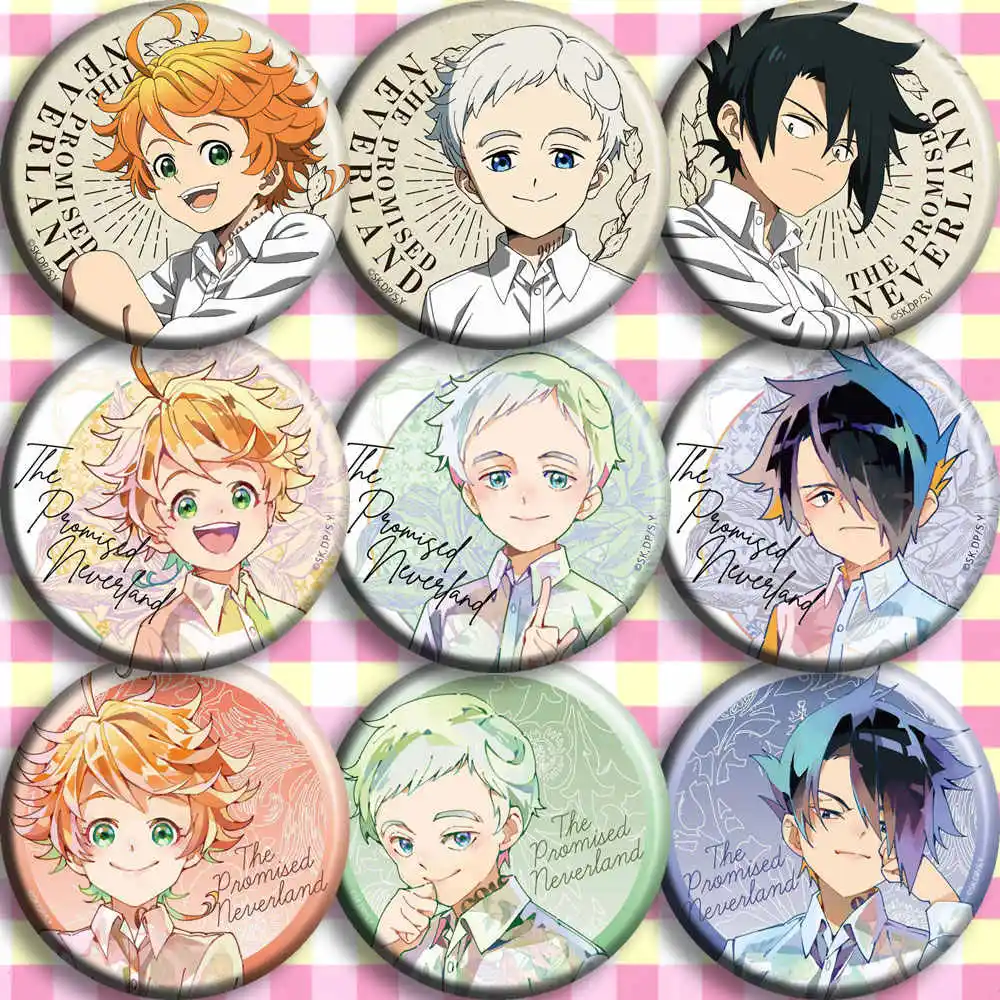 Anime Yakusoku No The Promised Neverland Emma Ray Norman Pins Badge Cosplay Cartoon Itabag Bedge Button Brooch DADGE Xmas Gift