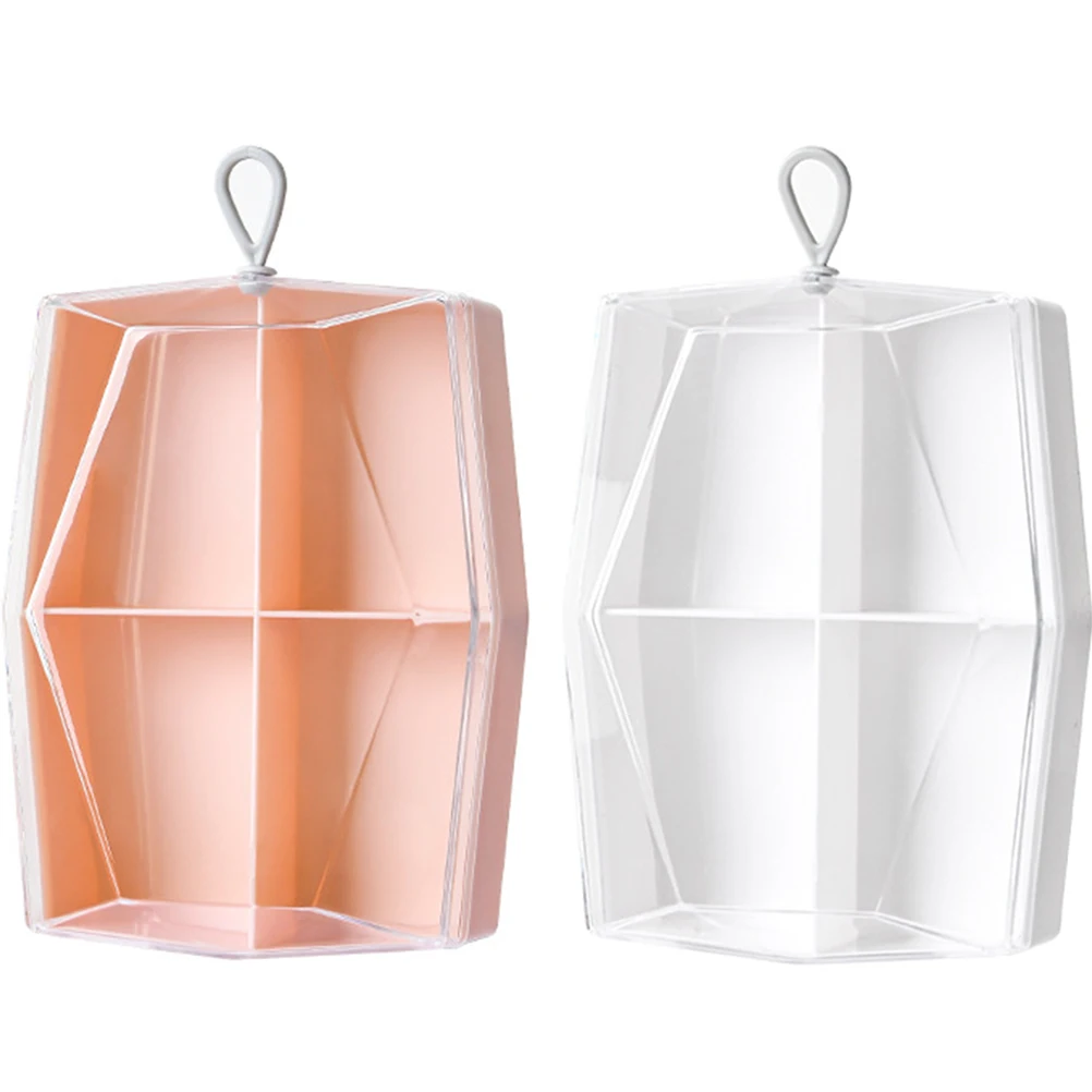 

2pcs Makeup Holder 4 Compartments Boxes White Lavender Pink Puff Makeup Powder Puff Cases ganizer Travel Storage Case