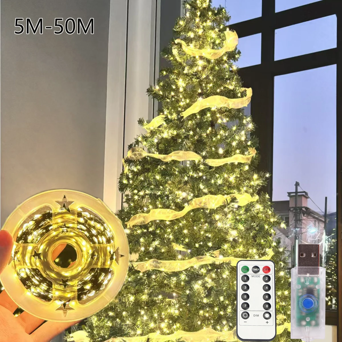 5M-30M LED Cluster Firecracker String Lights Outdoor Fairy Lights Christmas Garland For Home New Year Christmas Tree Decor Lamps