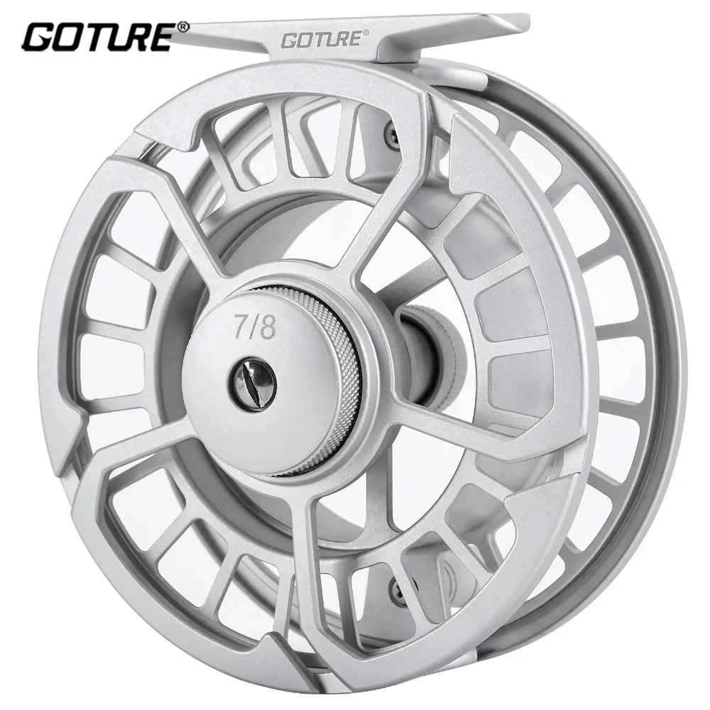 Goture 3/4 5/6 7/8 9/10 WT Fly Fishing Reel  2+1BB CNC Machined Metal Large Arbor Aluminum Professional Fly Fishing Wheel Silver