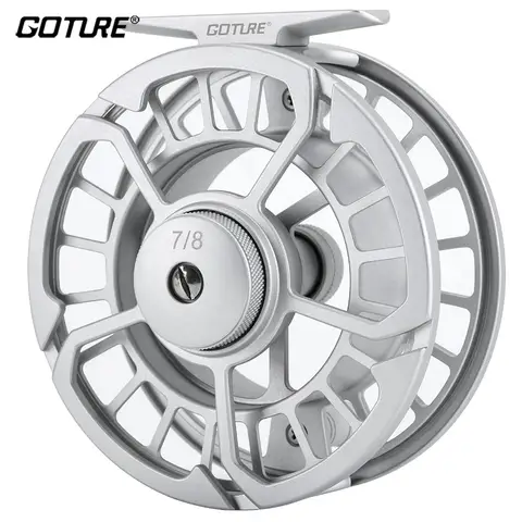 Goture 3/4 5/6 7/8 9/10 WT 플라이 낚시 릴 2+1BB CNC 가공 금속 대형 아버 알루미늄 전문 플라이 낚시 휠 실버