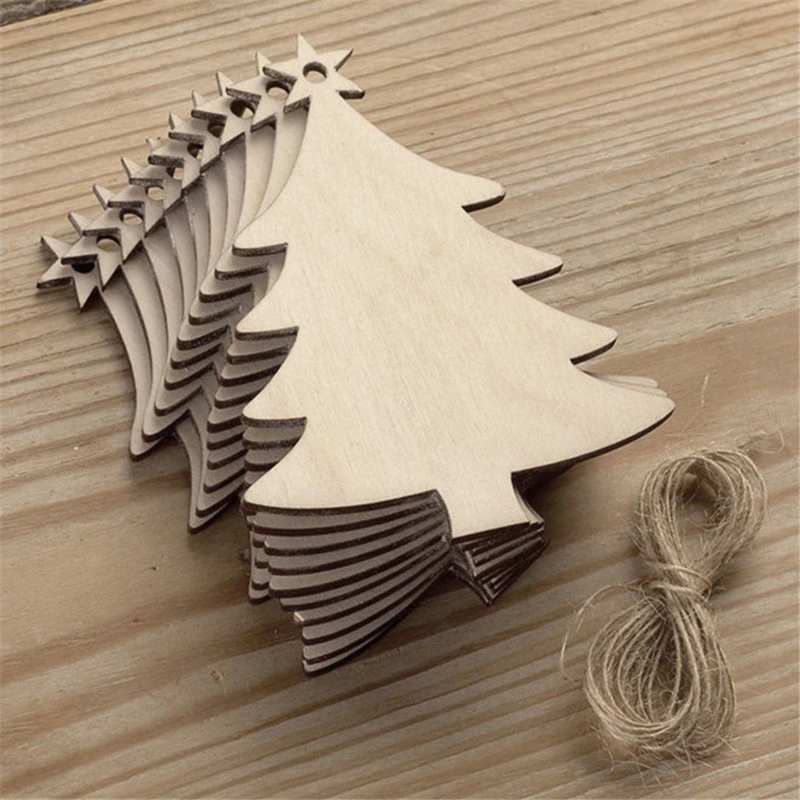 Merry Christmas Wooden Round Baubles Tags Christmas Balls Decoration DIY Craft Ornaments Christmas New Year Navidad Decoration