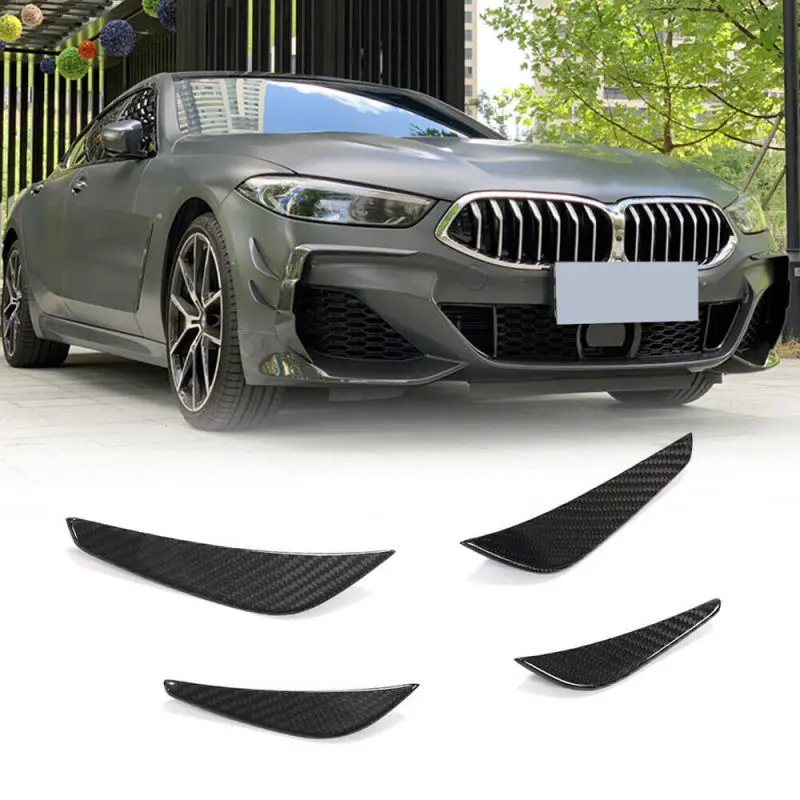 For 2019 2020 BMW 8 Series M850i Msport Dry Prepreg Carbon Fiber G14 G15 G16 Front Bumper Fins Canards Aprons Splitter