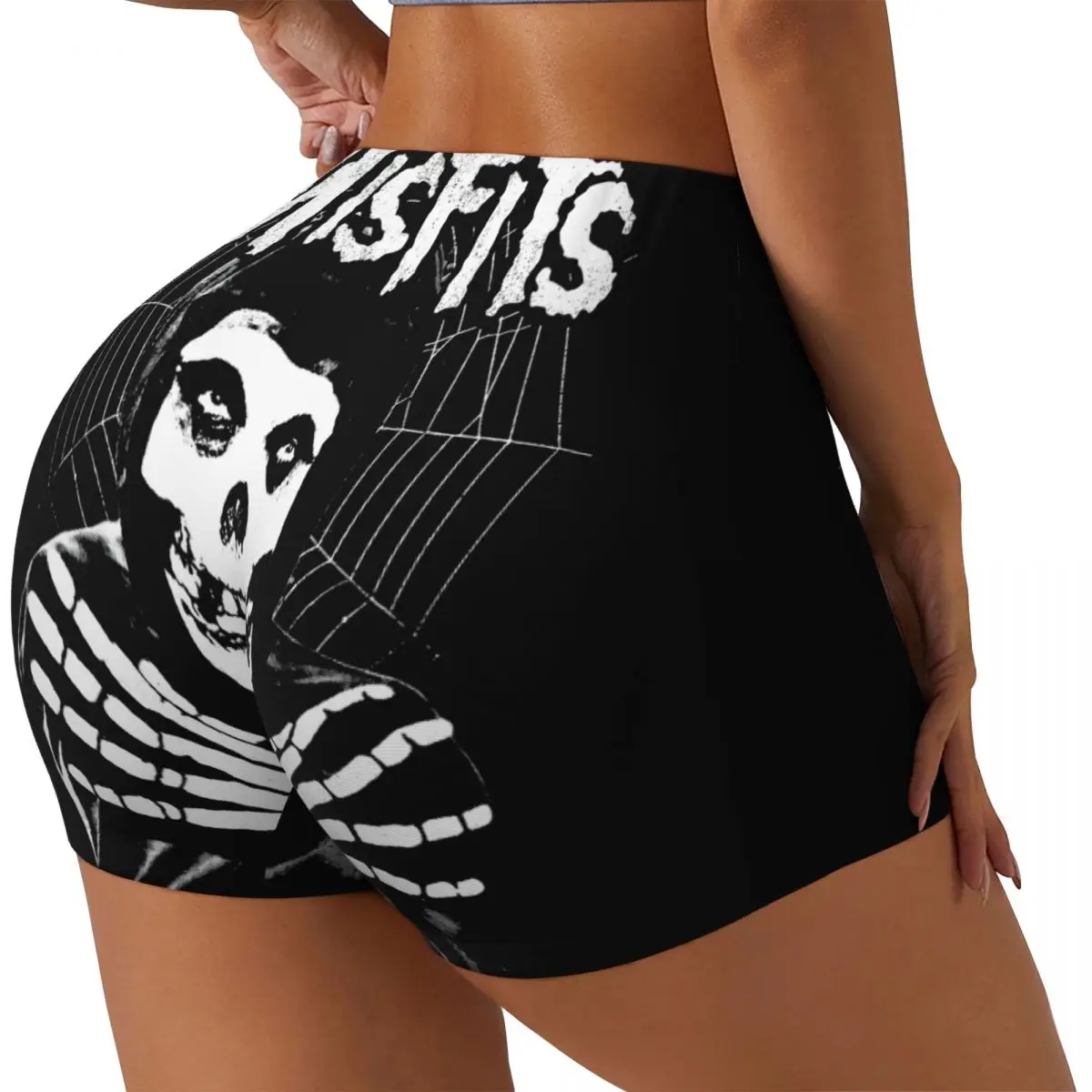 Custom Horror Punk Rock Band Misfits Volleyball Biker Gym Shorts for Women Athletic Workout Yoga Shorts