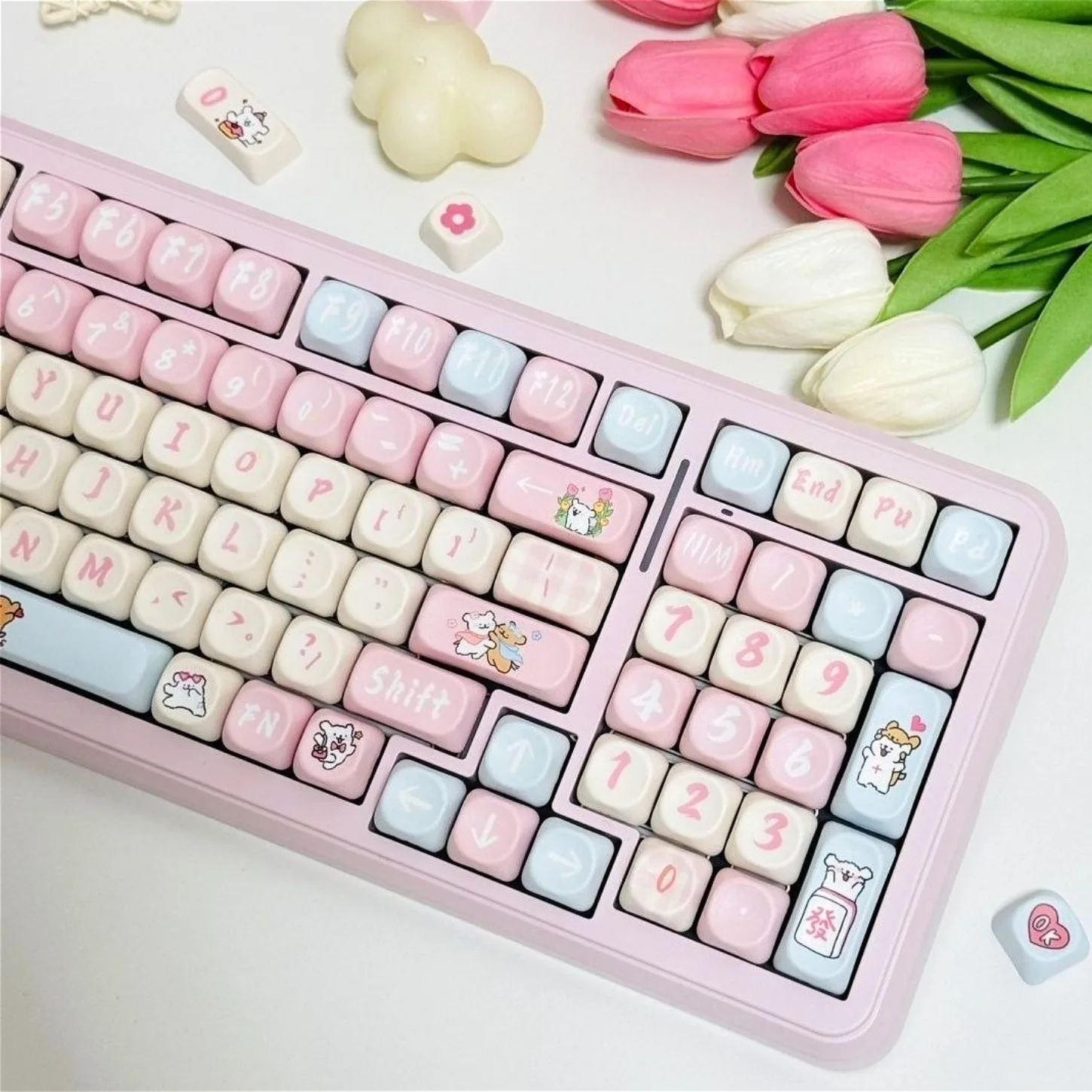 

MOA Profile Cute Line Dog Pink Keycaps 127 Keys PBT for Cross Switch Magnetic Axis Mechanical Keyboard