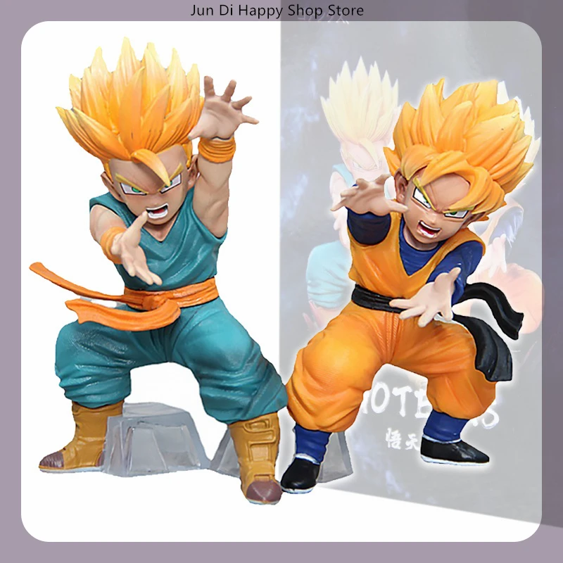 15cm Dragon Ball Goten Torankusu Super Saiyan Anime Figure Model Gk Statue Boys Collection Desktop Decoration Ornament Toys Gift