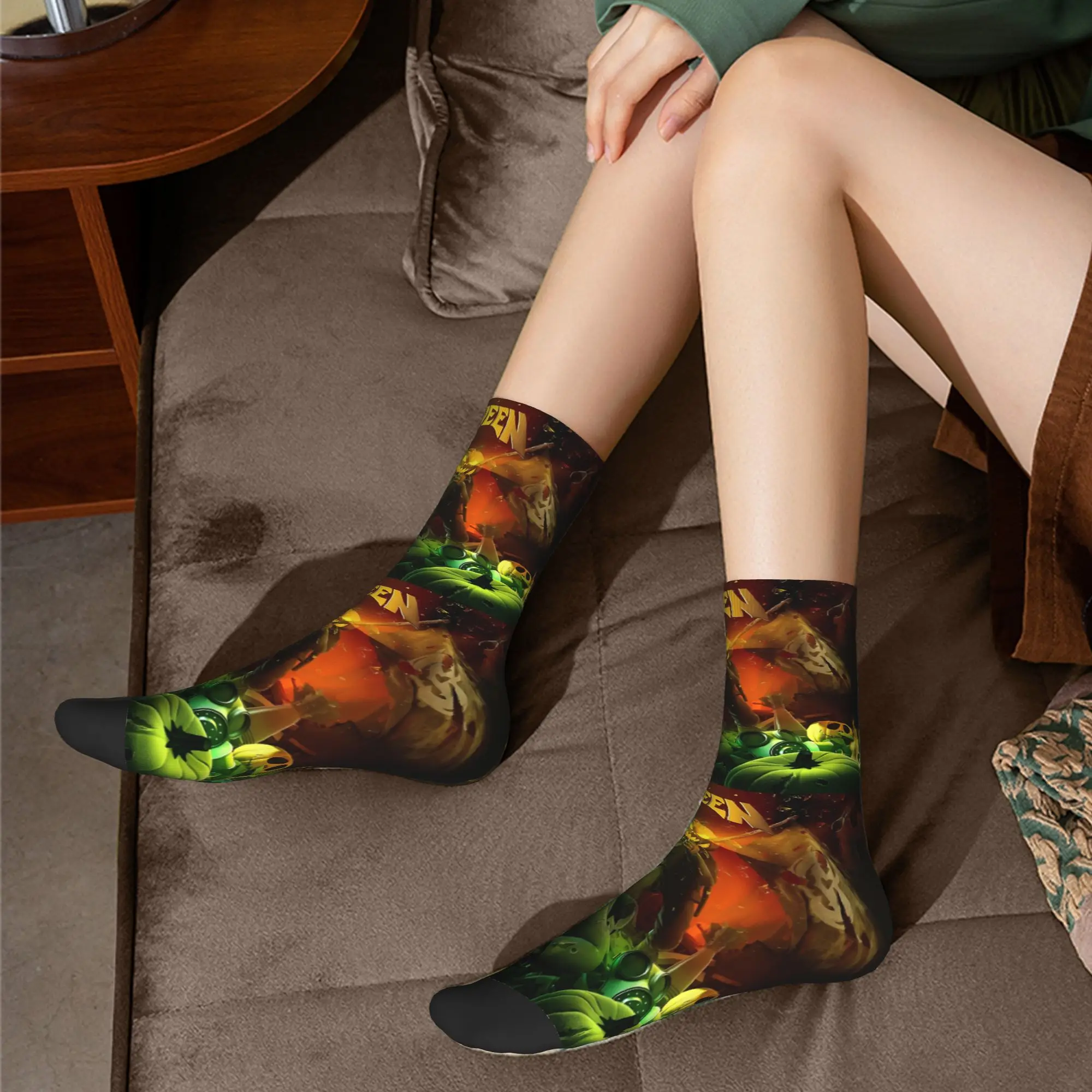 مخصص متعة طباعة الألمانية الثقيلة المعادن الفرقة H-Helloweenes الجوارب للرجال النساء تمتد الصيف الخريف الشتاء روك طاقم الجوارب