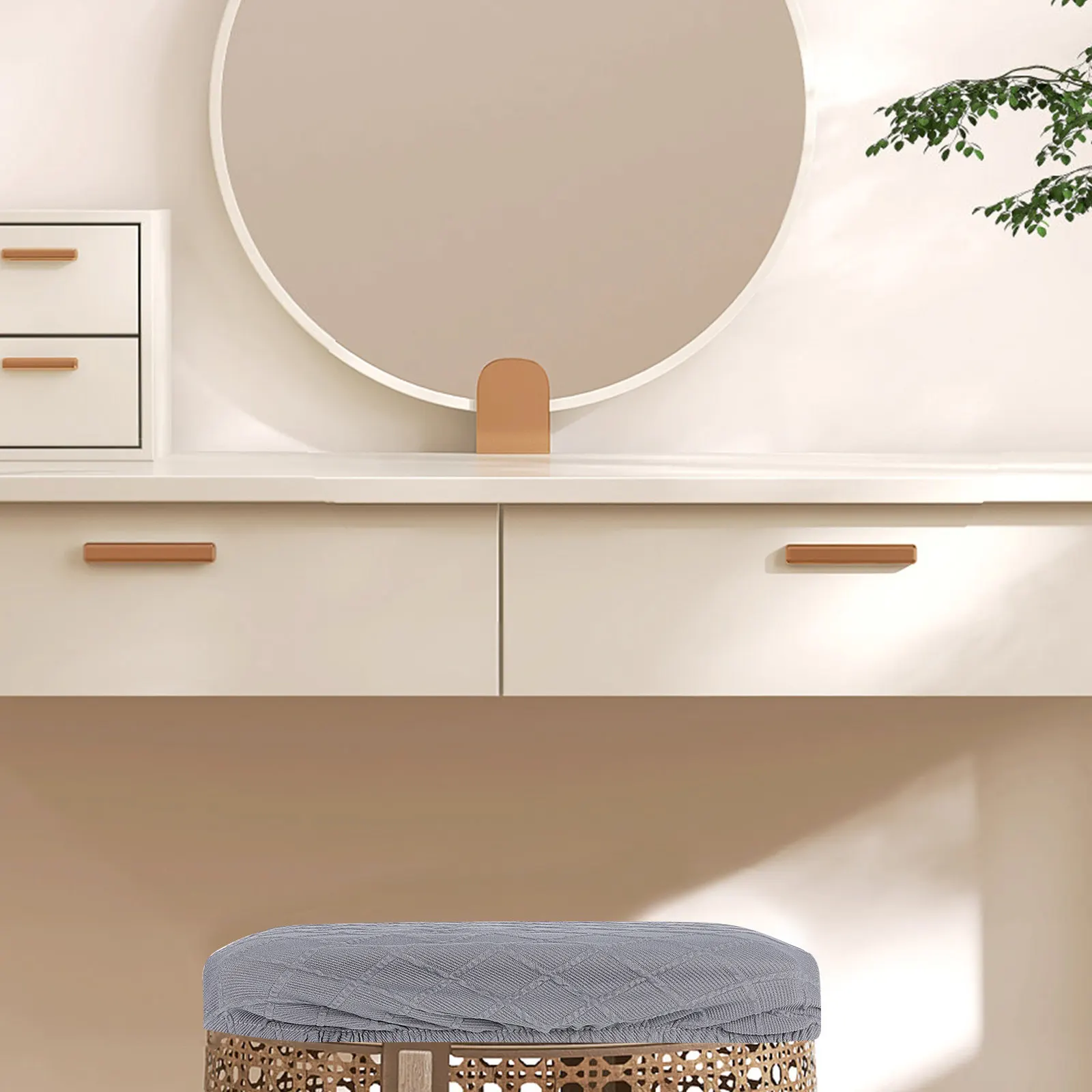 4Pcs Rectangle Stool Covers Premium Stretch Fabric Easy Install Remove Washable Chair Protector for Kitchen Vanity Counter Bar