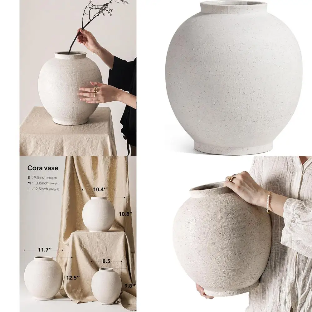 

Большая 12,5 круглая белая керамическая напольная ваза для центральных элементов, минималистичный декор в деревенском стиле