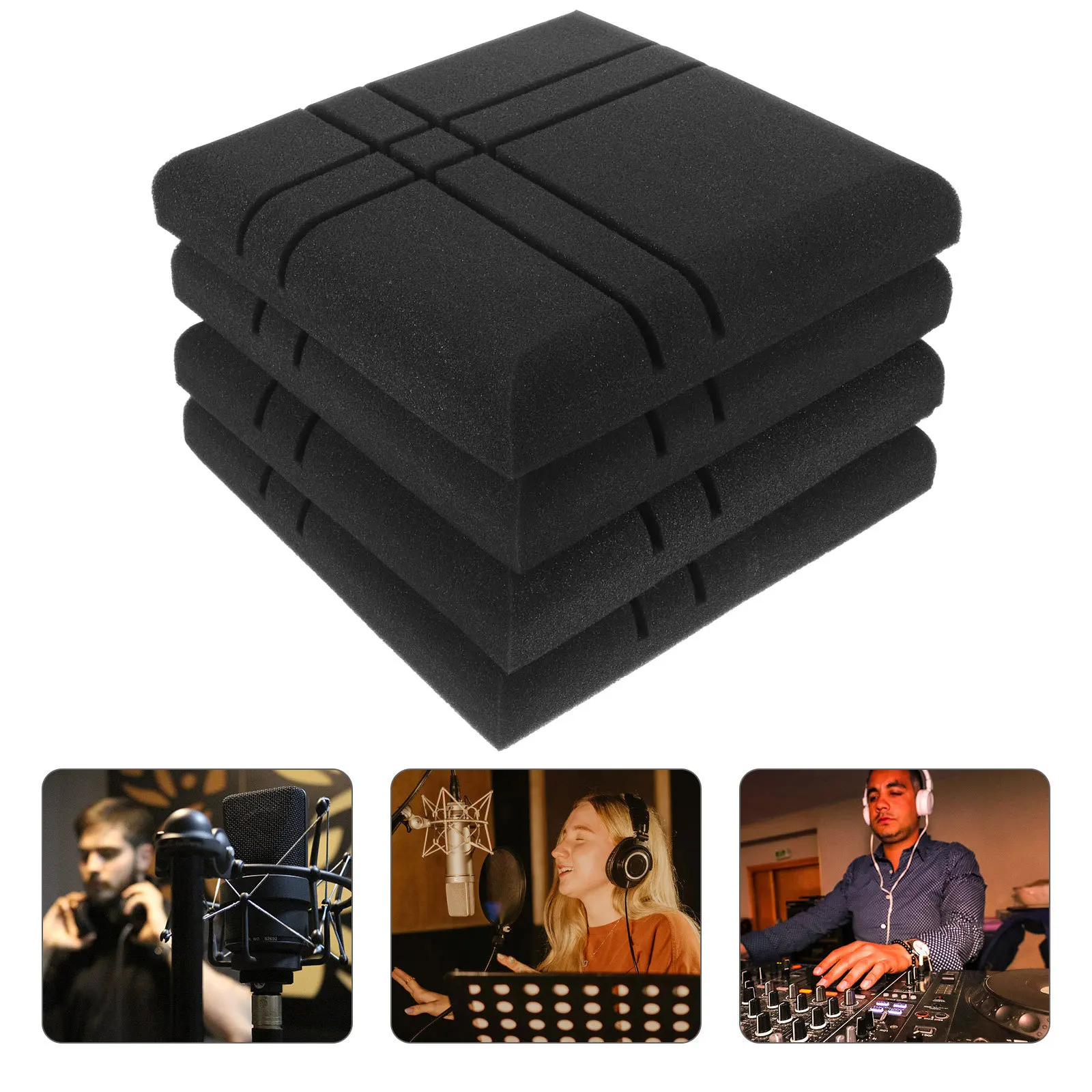 4 Stück schalldichte Isolierung Akustikplatten Rauschunterdrückung Wandschaum für Studio-Schalldämpfungsbehandlung