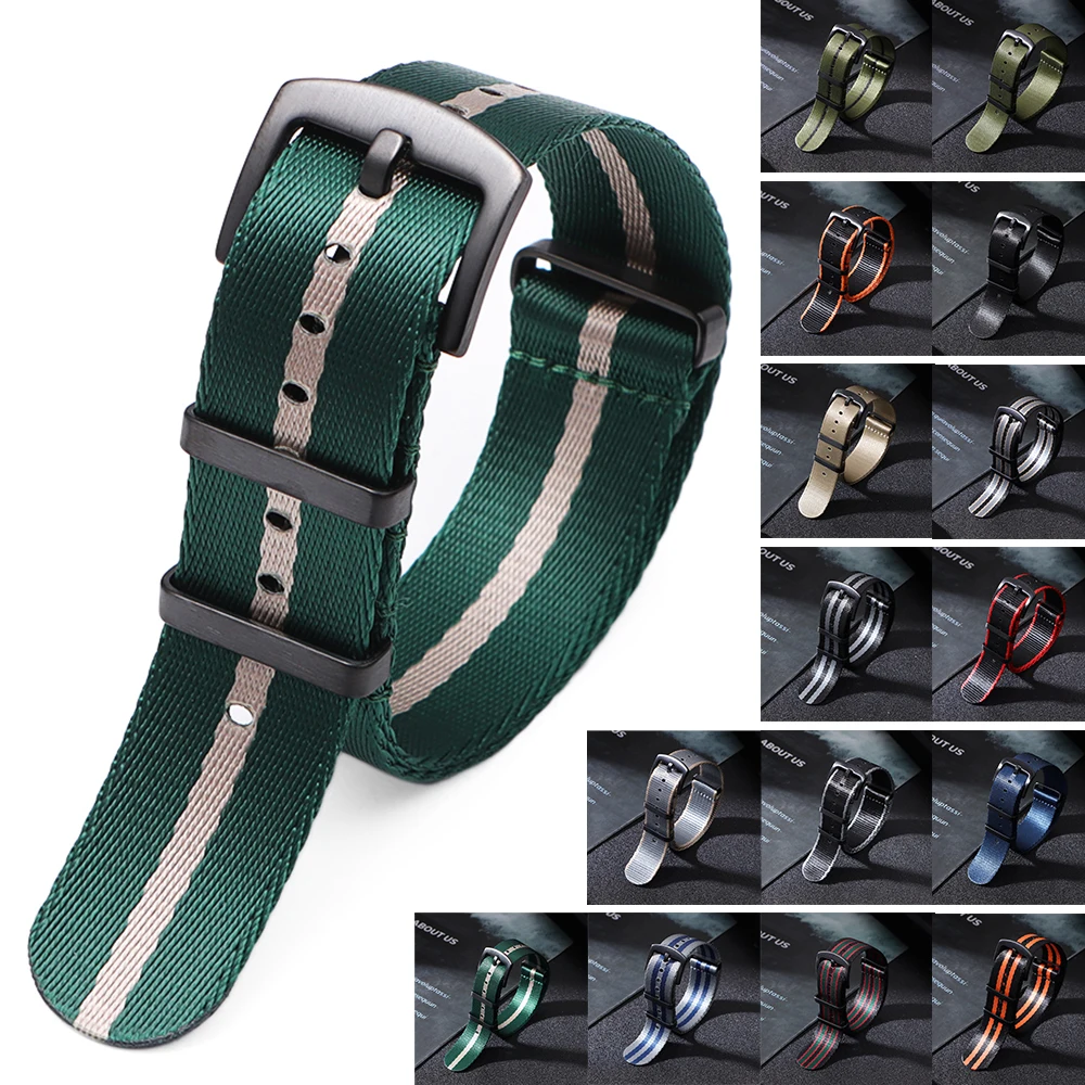 Nylon Watch Band 20mm 22mm Multicolor Replacement Watch Loop Straps for Military Men Women Sport Belt Universal Watchbands