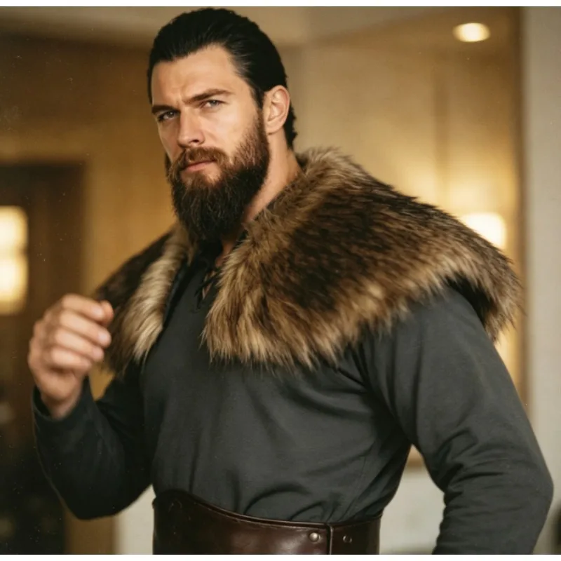 Viking Cape for Men Women Nordic Warrior Shoulder Wrap Medieval Halloween Cloak for Cosplay Costume Party