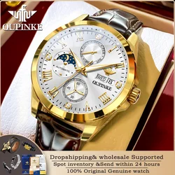 OUPINKE 3300 High end Brand Fully Automatic Mechanical Watch Luxury Tungsten Steel Calendar Diamond Dial Waterproof Men's Watch