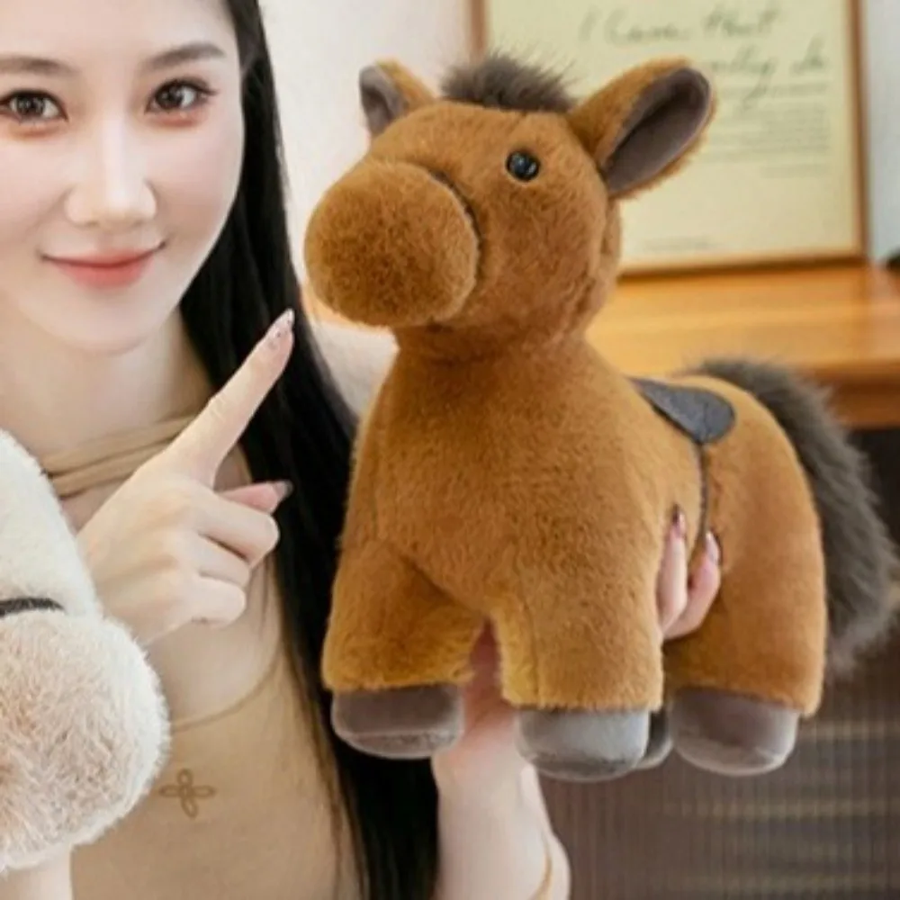 جديد محشوة الحصان أفخم دمية الشعر الطويل سنة الحصان الحيوان المهر قلادة لينة لطيف أفخم الحصان قلادة هدية #5