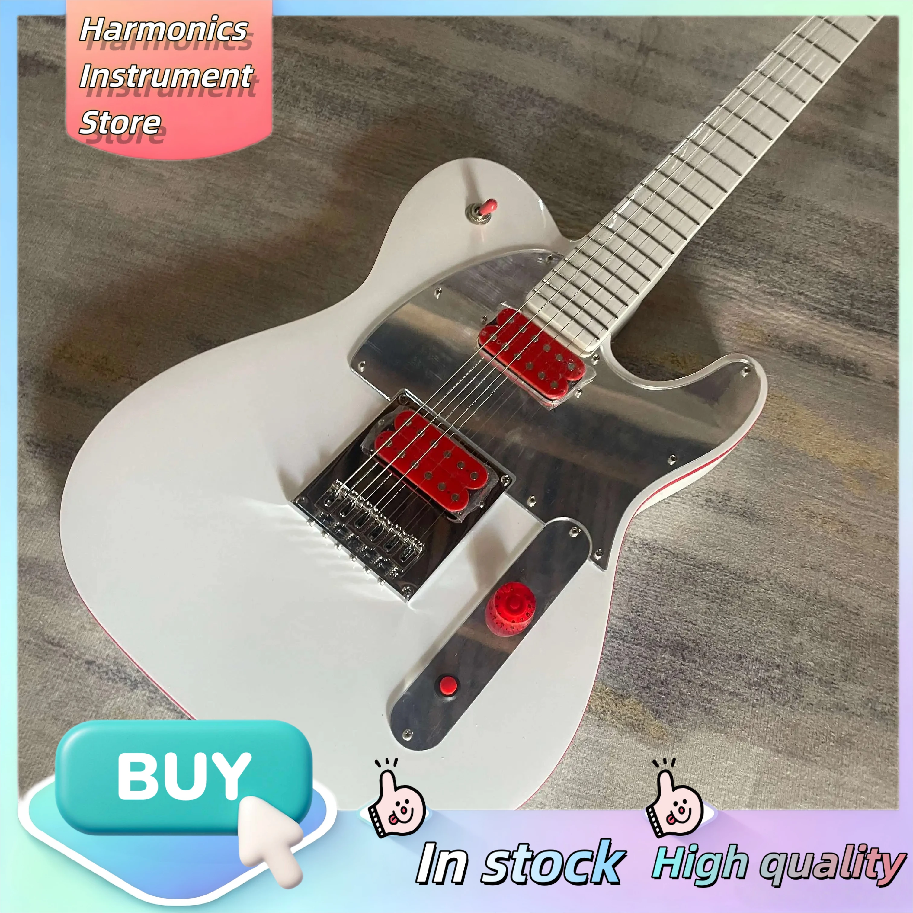 2023 John Ghost TL Electric Guitar, White Red Humbuckers Kill Switch Viral Hot Selling Metal Tele Guitar