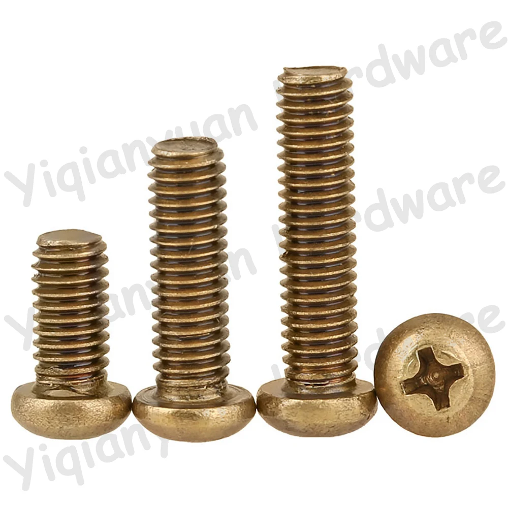 Yiqianyuan DIN7985 GB818 M4 M5 Gwint gruby Mosiężne śruby precyzyjne z łbem walcowym wpuszczanym krzyżowo Śruby maszynowe Phillips z pełnym gwintem