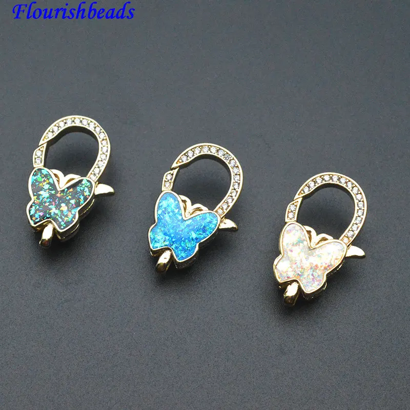 5pc High Quality Colorful Opalite Paved Lobster Necklace Clasps Jewelry Findings