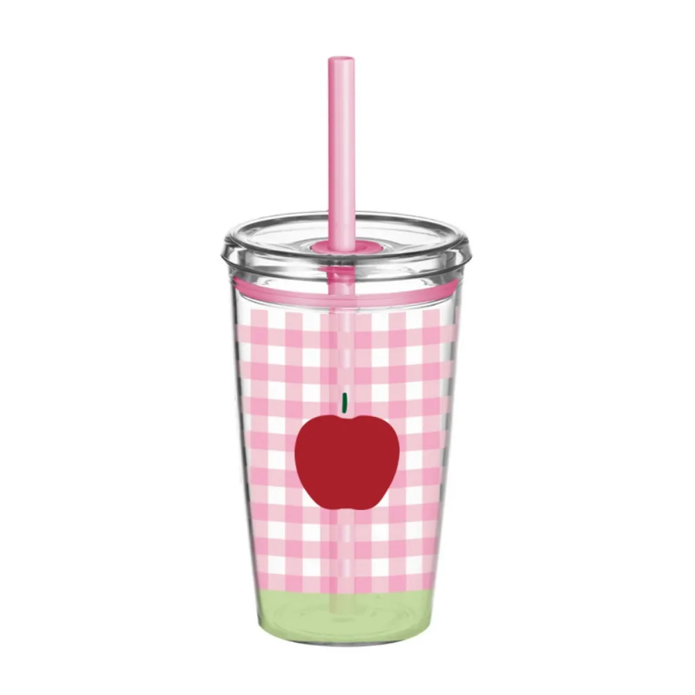

Portable 450ML Straw Cup Transparent Tritan Water Bottle Cartoon Printed Drink Cup Sports Fitness