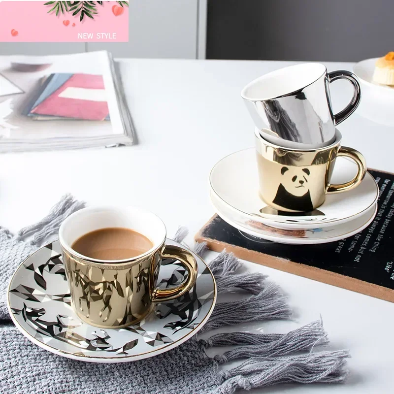 

90/230cm Ins Mirror Reflection Creative Horse Anamorphic Cup Mirror Reflection Cup Hummingbird Mug Coffee Tea Set With Coaster