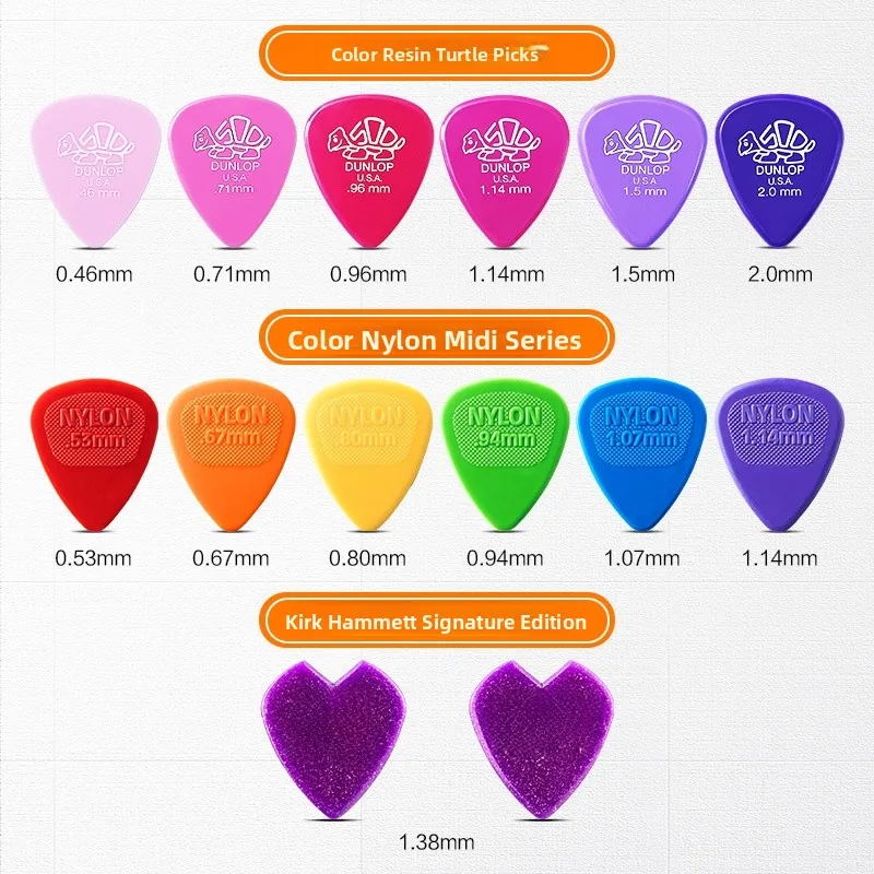 Zestaw 6 kostek gitarowych Dunlop Jazz3 Frosted Turtle, nylonowe kostki do gitary folkowej i jazzowej, akcesoria gitarowe