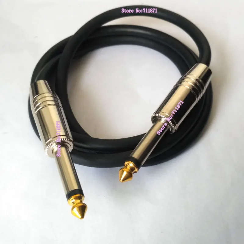 Cabo de áudio mono para guitarra, macho para macho, amplificador de potência de áudio, 6.35 TS, fio, 200cm
