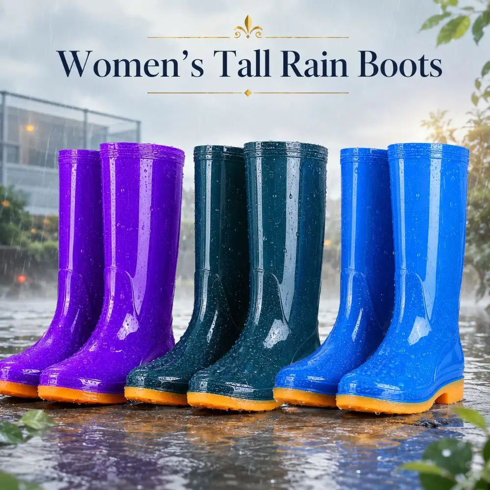 High-Top Women's Tall Rain Boots Non-slip Waterproof Water Boots Lightweight Durable Garden Work Shoes For Outdoors,Kitchen,Etc