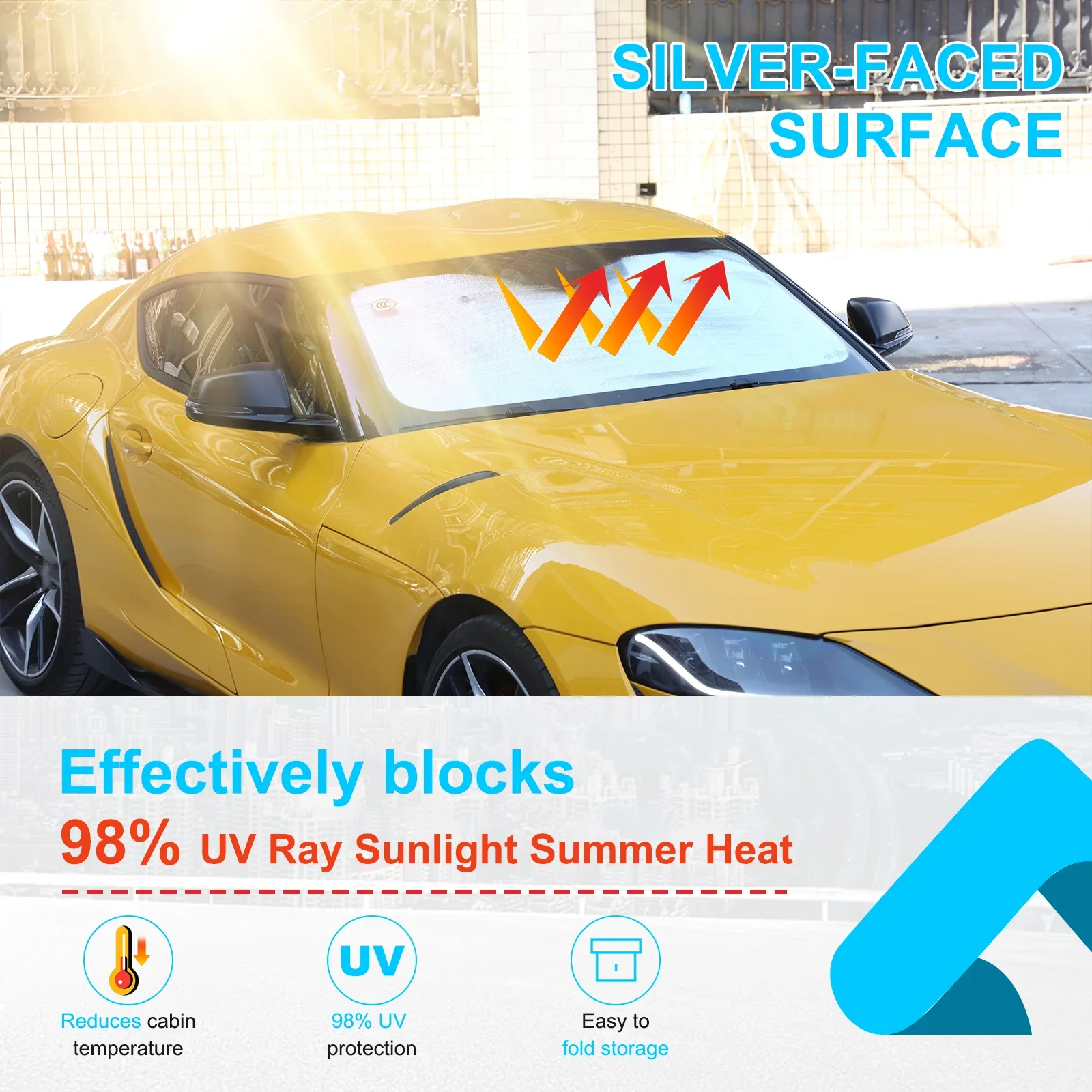For 2019-2022 Toyota GR Supra MK5 A90 Front Glass Sunshade Anti-UV Rays and High Temperature Indoor Accessories 1pcs