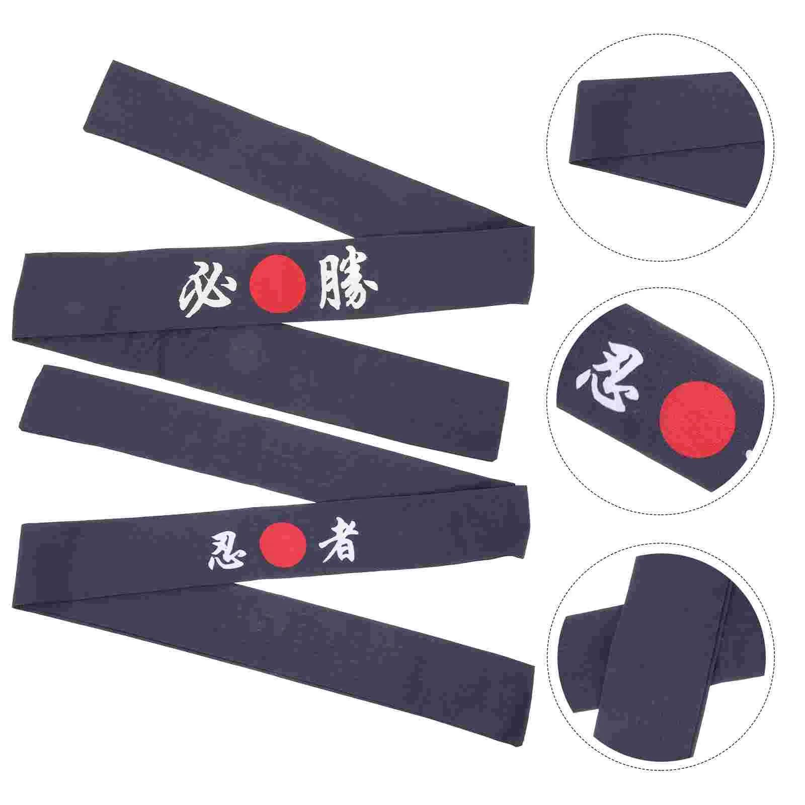 2 Pcs Ninja Headband Comfortable Cotton Sushi Costume Japan Tie Scarf Chef Men Gift Cooking Kitchen Decorative