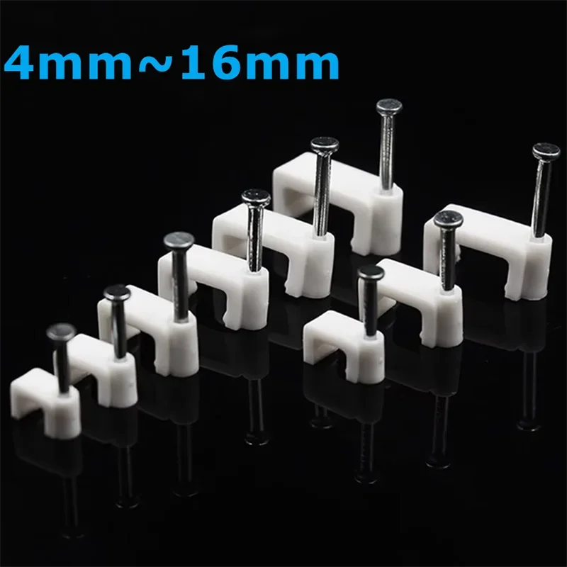 100pcs White Plastic Cable Clip Wire Cord Fastener Telephone Line Tie Fixer Organizer Wall Clamp 4mm-16mm