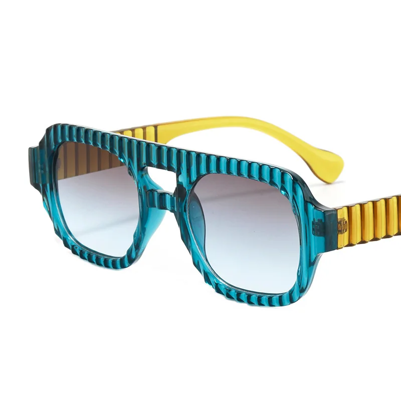 

New Retro Double Beam Gradient Rectangular Women Sunglasses Brand Leopard Irregular Frame Design Men High Quality Glasses UV400