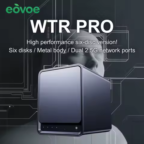 EOVOE WTR Pro NAS Mini PC Intel Twin Lake N150 - 4 Bay 2.5/3.5" HDD &amp; M.2 2280 NVMe, DDR4 3200MHz DIY Desktop with Dual 2.5G LAN
