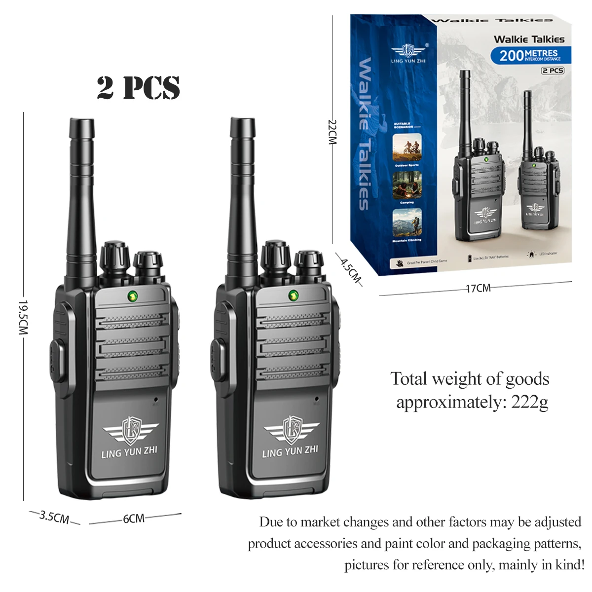 2 Buah Mainan Anak Walkie Talkie, Mainan Elektronik Jarak Jauh Interfon Mini Suara Digital Permainan Komunikasi Dalam dan Luar Ruangan