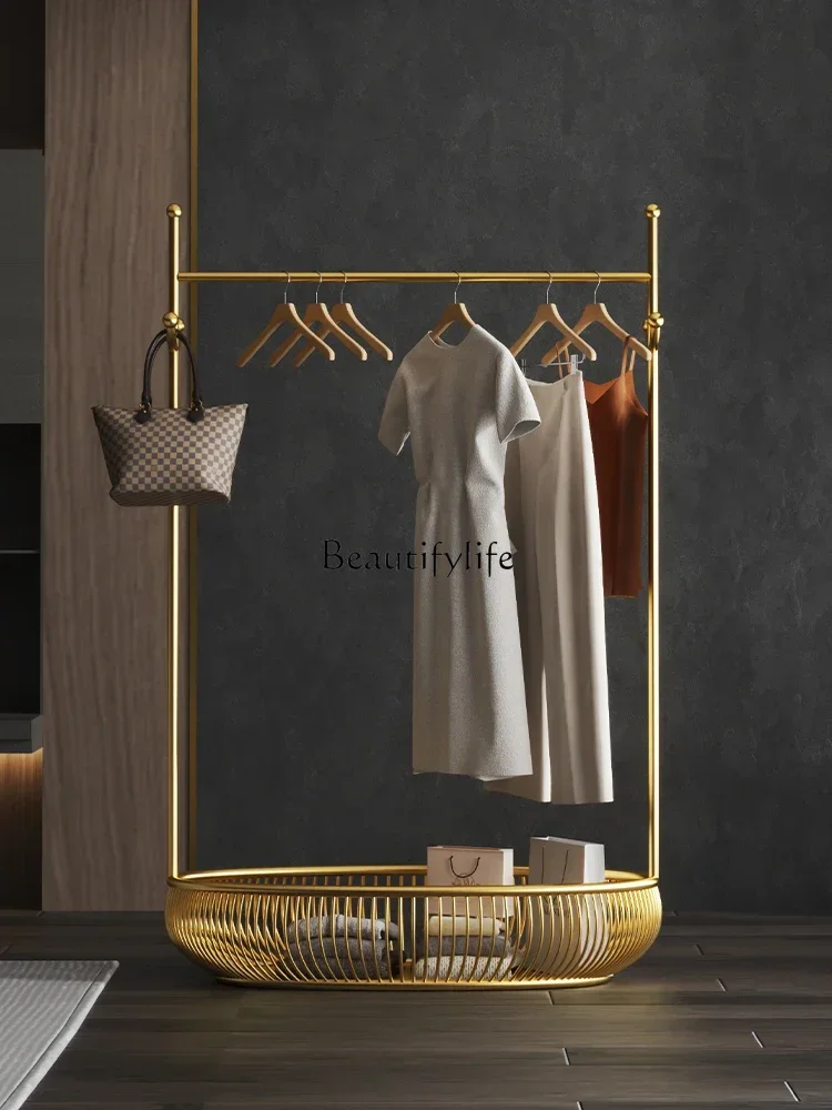 

FG*Original light luxury creative large-capacity coat rack personalized floor-to-ceiling household belt storage basket hanger