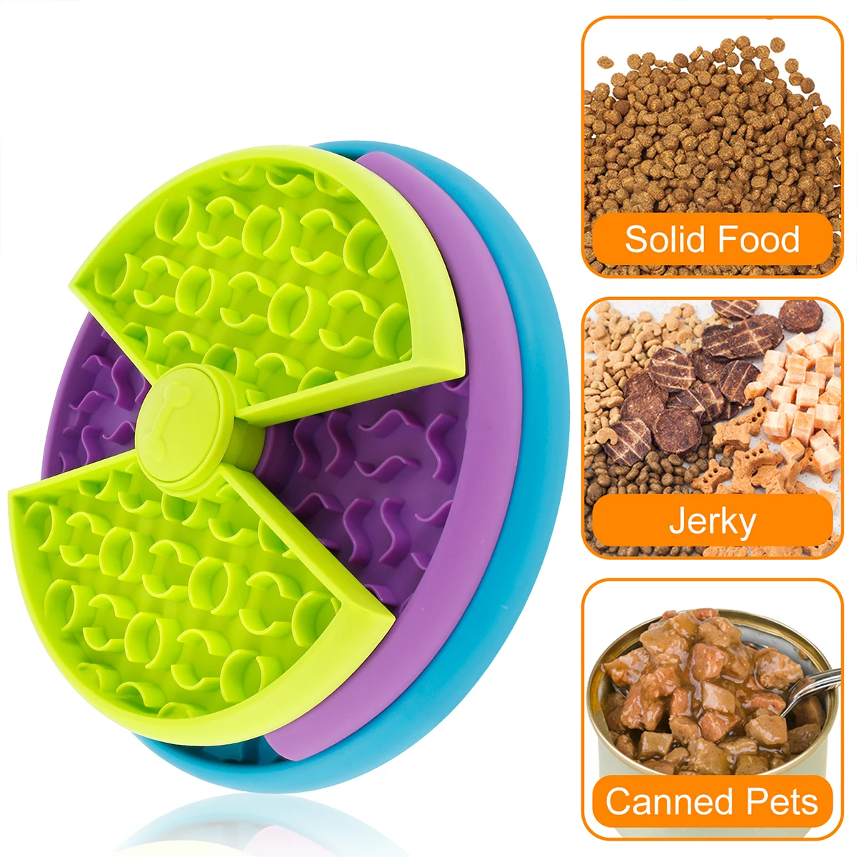 3 Layers Pet Dog Slow Feeder Bowl Spin Non Slip Puzzle Bowl Anti-Gulping Pet Slower Food Feeding Dishes Dog Bowl for Medium Smal