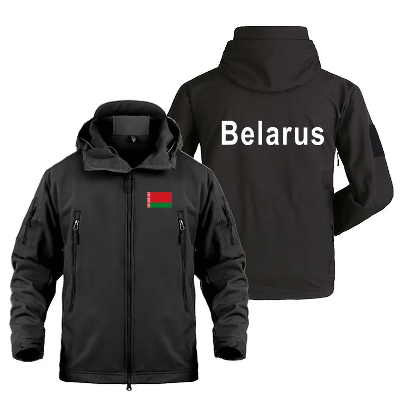 Winter jacket men New Belarus Funny Print Outdoor Military Tactical Shark Skin Man Coats Fleece Warm SoftShell Jackets