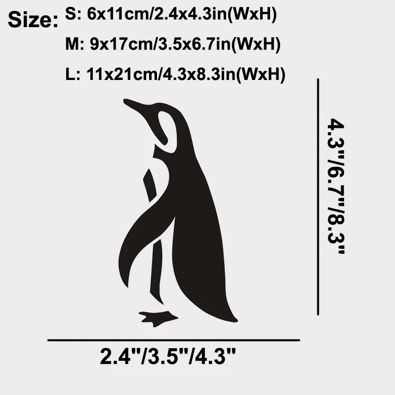 Penguin Animal Vinyl Die Cut Car Decal Sticker Window Bumper laptop decal Wall Decor - 3 Sizes & 20 Colours Available