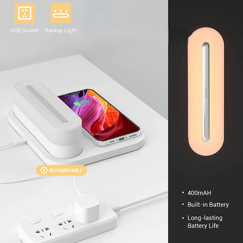 Colsur 15W Fast Wireless Charging Light 3 Color Modes Touch Control LED Night Light Multifunctional Table Lamp Magnetic Suction