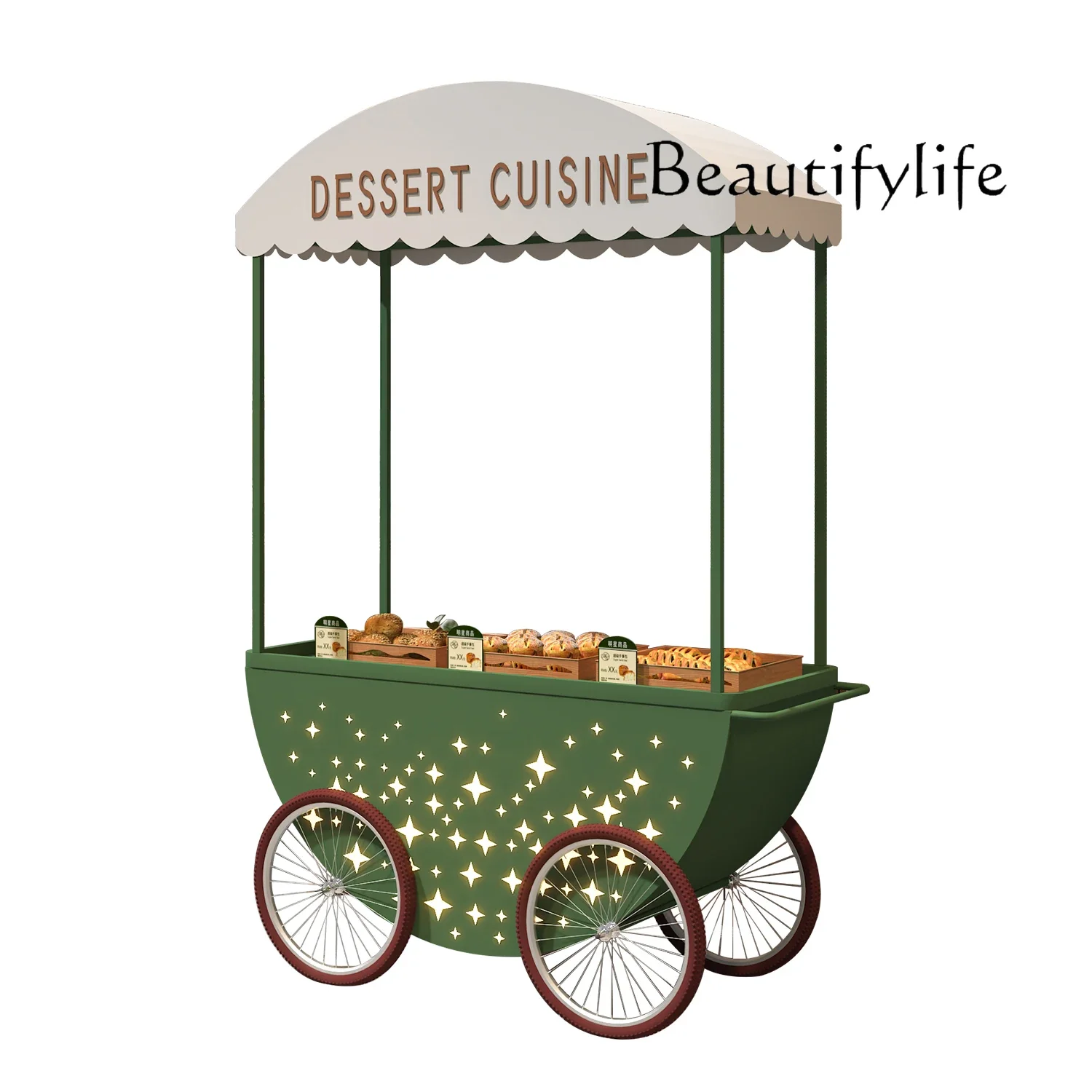 

Outdoor wrought iron float stall trolley shopping mall movable props decorative display promotional car