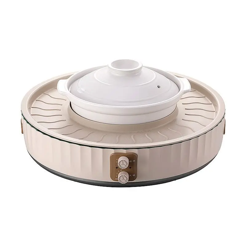 

Shabu-roasted multi-functional hot pot, household white casserole indoor non-stick barbecue